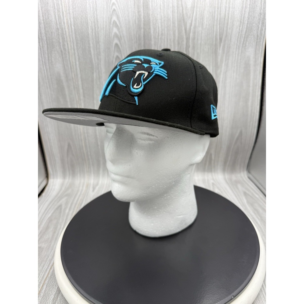 New Era Carolina Panthers 59FIFTY Black Fitted Hat Cap Size 7 3/8 NFL Sports NEW